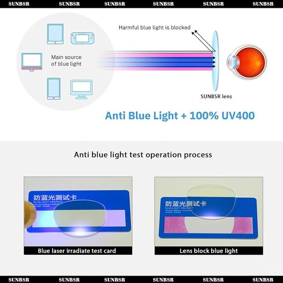 Women Blue Square Big Frame Blue Light Blocking Glasses - Picture 6 of 6